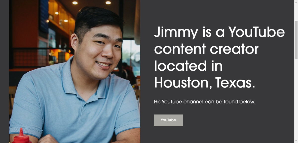 Screenshot of Jimmy Tries World, from the influencer websites collection.