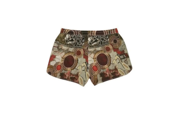 Abstract Earth Tones Mosaic women's shorts | all-over print - Image 3