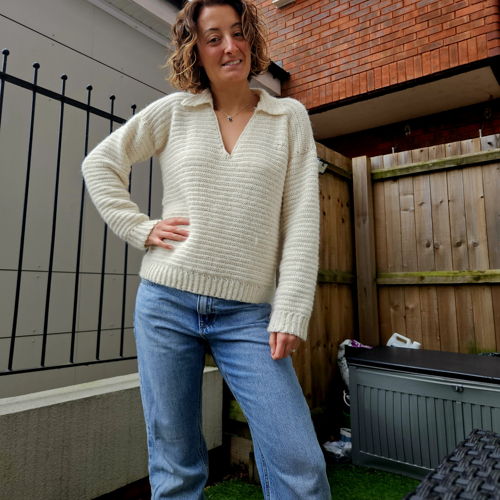 Collared V neck sweater - crochet pattern