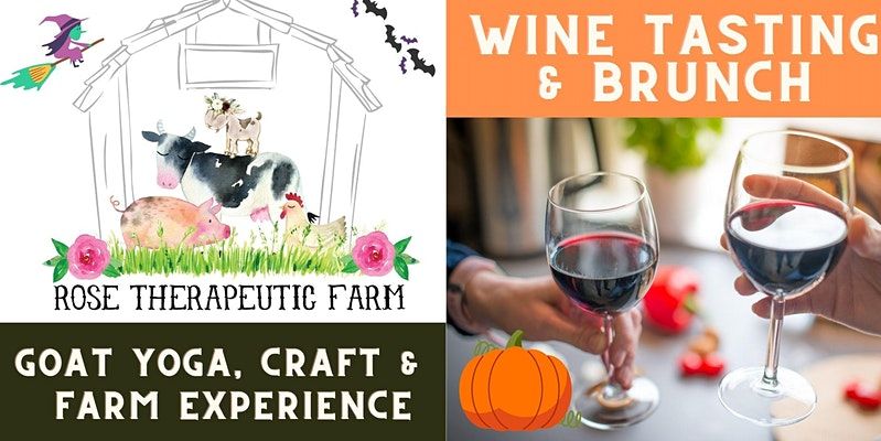 Ladies Halloween Goat Yoga Retreat - Wine Tasting & Pumpkin Craft promotional image