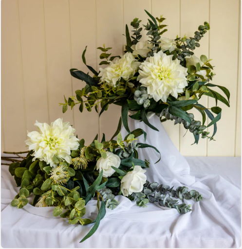 White Roses and Dahlia Bouquet- Realistic Artificial Flowers - Image 3