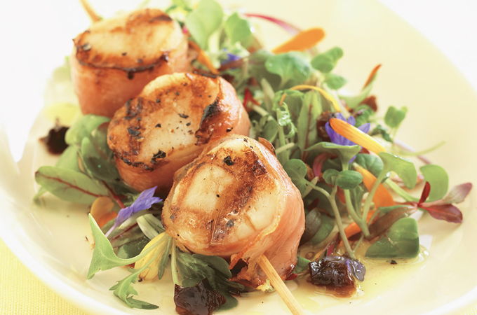 Scallop and Pancetta Skewers