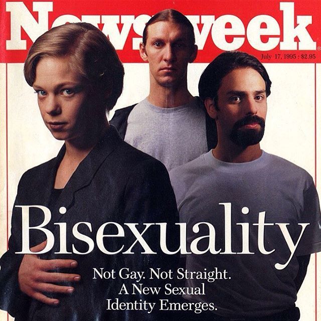 Image of the cover of the Newsweek article with the word Bisexuality at the cover and 3 people in the front.