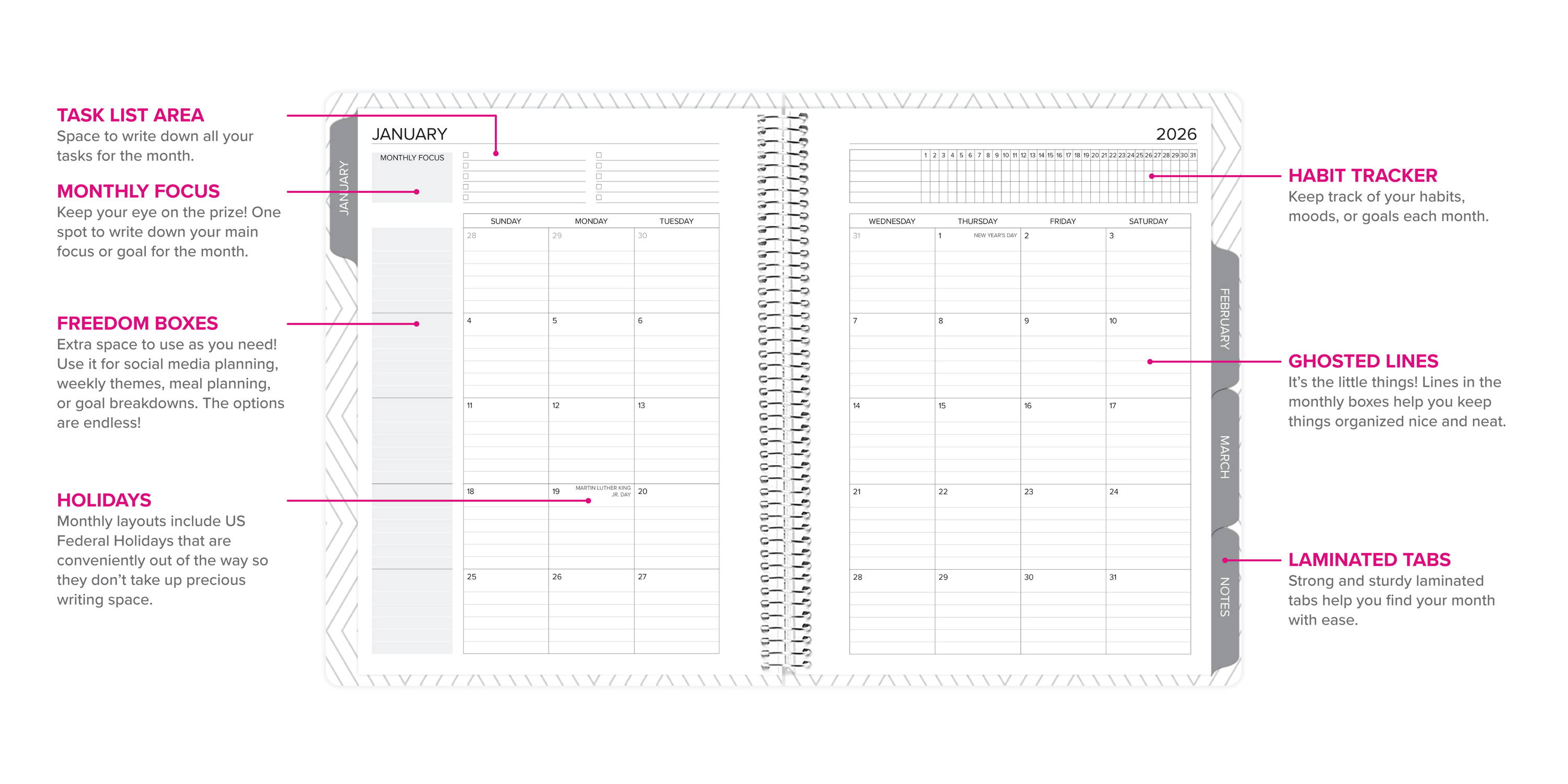 amplify planner monthly layout