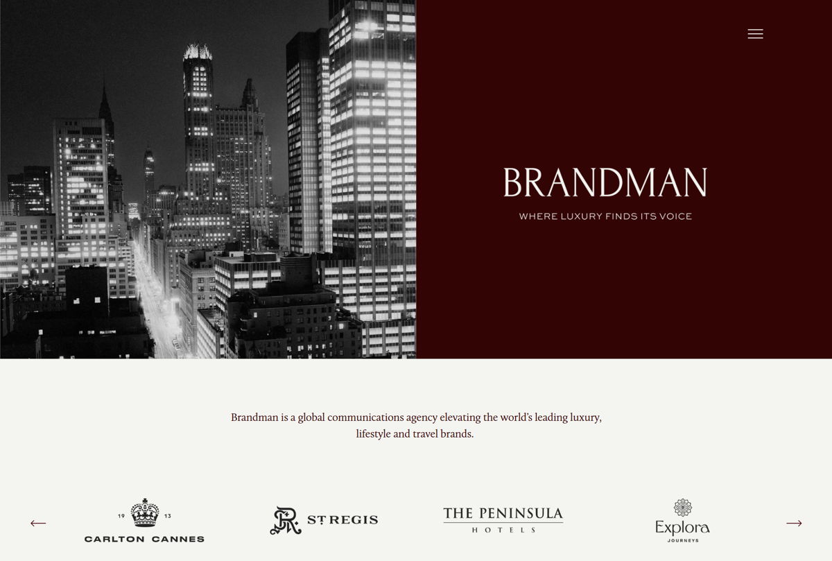 Screenshot of Brandman Agency, from the pr portfolios & websites collection.