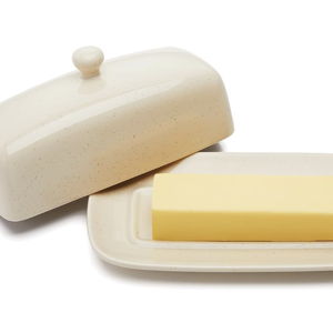 Sweese Butter Dish with Lid, Porcelain Butter Keeper, Beige