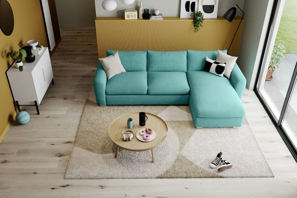 Snug Modern Chaise Teal Corner Sofa 