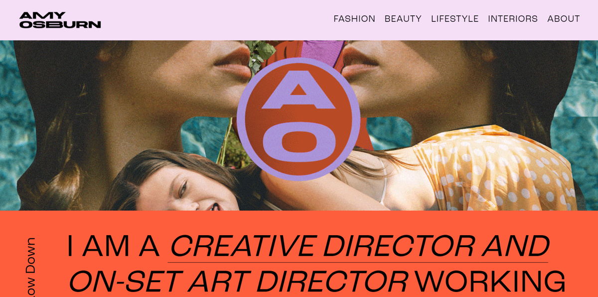 Screenshot of Amy Osburn, from the art director portfolios collection.
