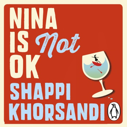Book cover, where the font is in white and there is a wine glass with a person inside.