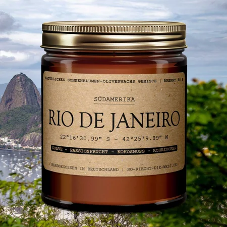 Bougie Rio de Janeiro - Goyave | Fruits de la passion | Noix de coco | Sucre de canne