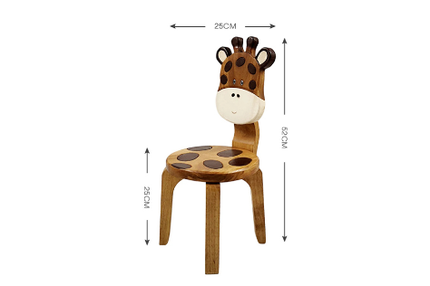 Children’s wooden chair Giraffe themed with solid backrest - Image 2