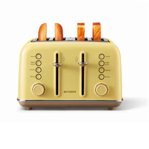 BUYDEEM 4-Slice Retro Toaster Extra Wide 1.4" Slot, Independent Controls, 7 Browning Settings, Removable Crumb Tray
