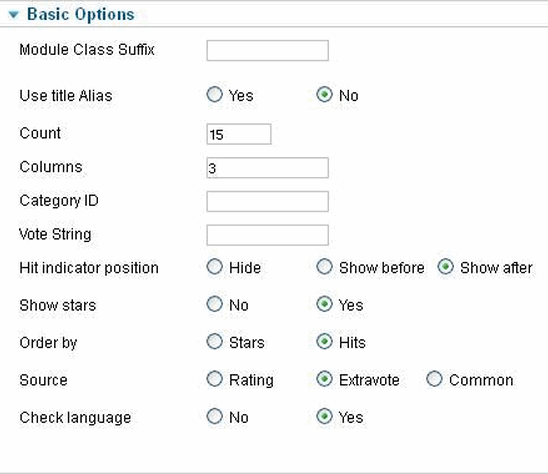 Top ExtraVote - модуль отображения материалов с высоким рейтингом