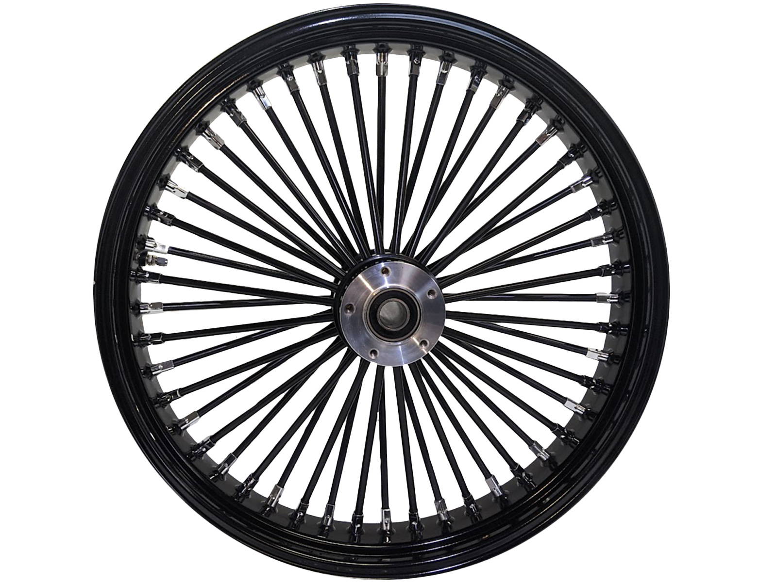 Black fat spoke wheels for Harley Davidson motorcycles