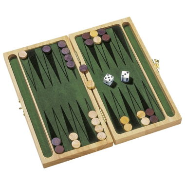 Backgammon pliable en bois / feutre vert ( NEUF )