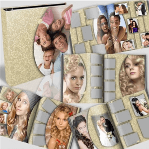 Классическая фотокнига для Фотошоп в PSD - золотой узор