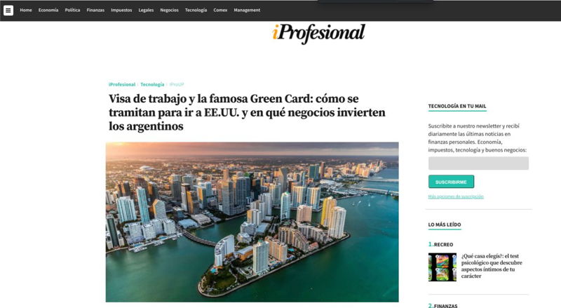featured image for story, Visas de inversión y residencia en Estados Unidos. Mi opinión para el sitio
argentino iProfesional