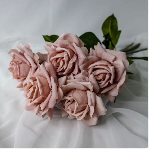 Dusty Pink Rose Real Touch Full Bloom - Realistic Artificial Flowers - Image 4
