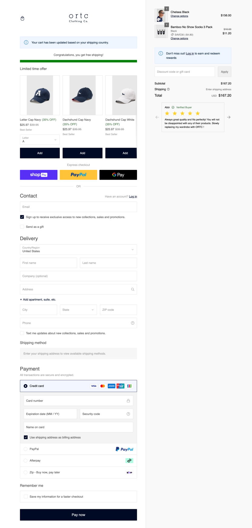 ortc shopify one-page checkout