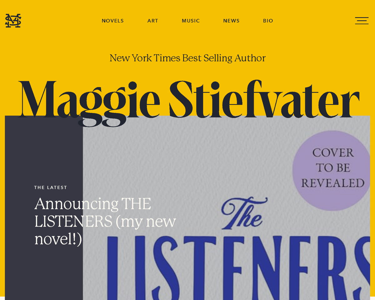 Screenshot of Maggie Stiefvater , from the yellow websites collection.