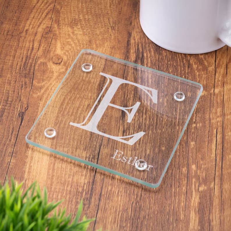 Laser Engraved Personalized Monograms coasters 002