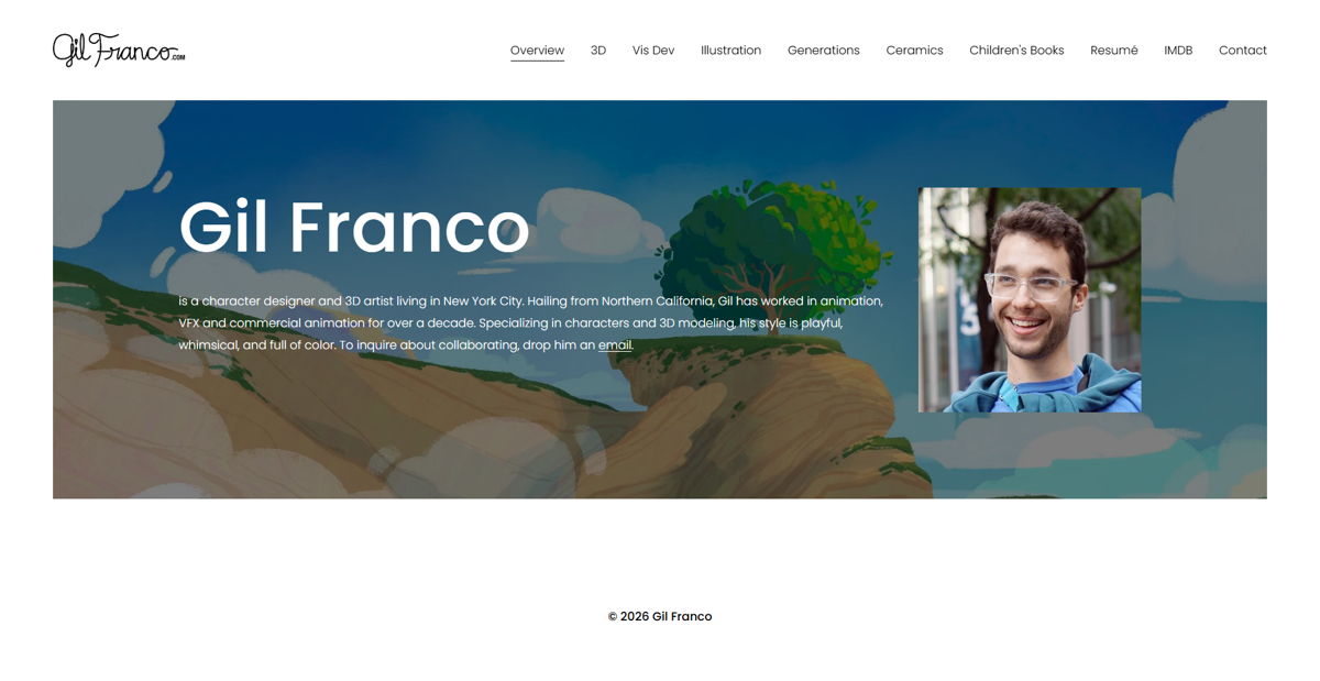 Screenshot of Gil Franco, from the character design portfolios collection.