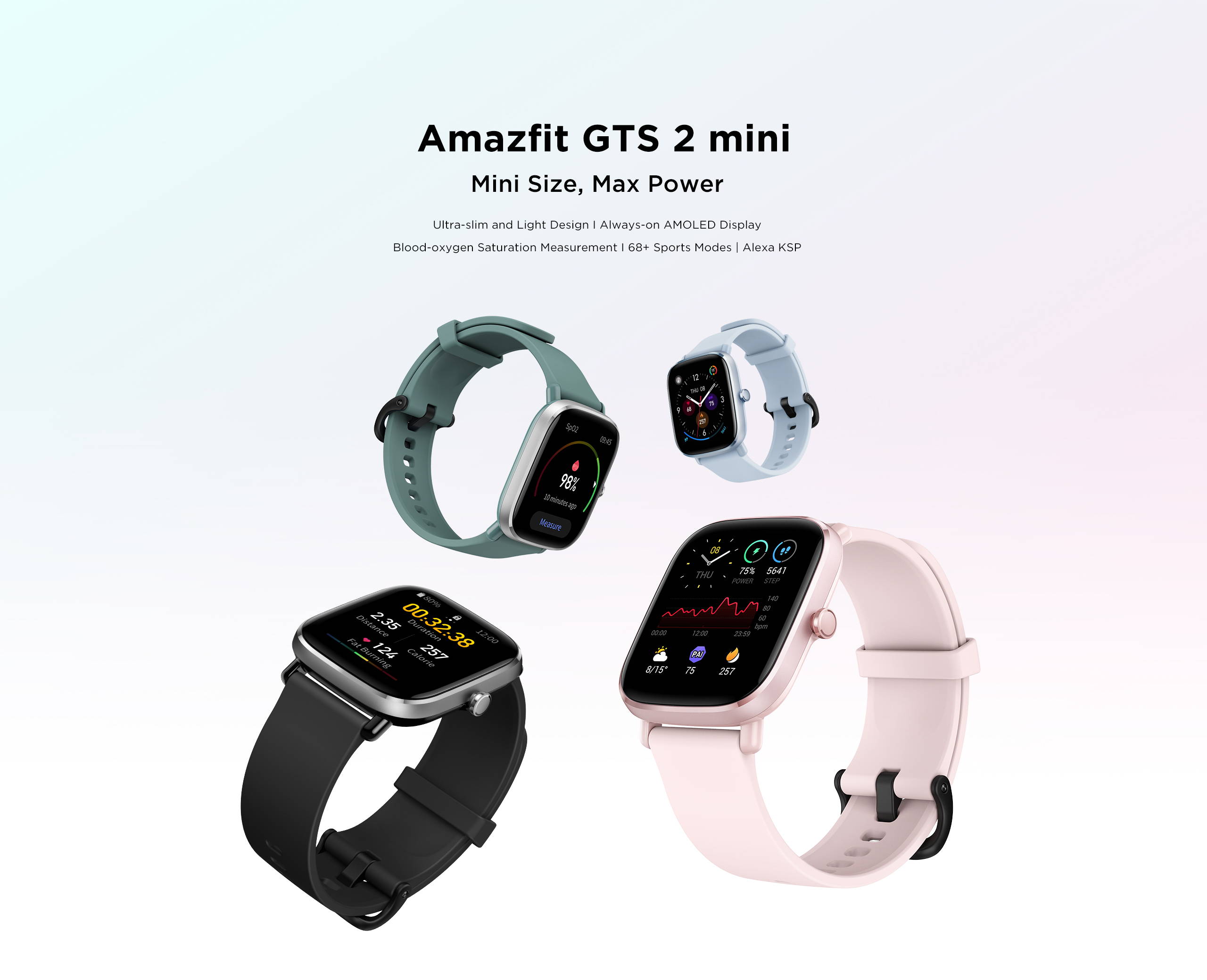 Amazfit GTS 2 Mini Smart Watch for Men Android iPhone, Alexa Built-in,  14-Day Battery Life, Fitness Tracker with GPS & 70+ Sports Modes, Blood  Oxygen