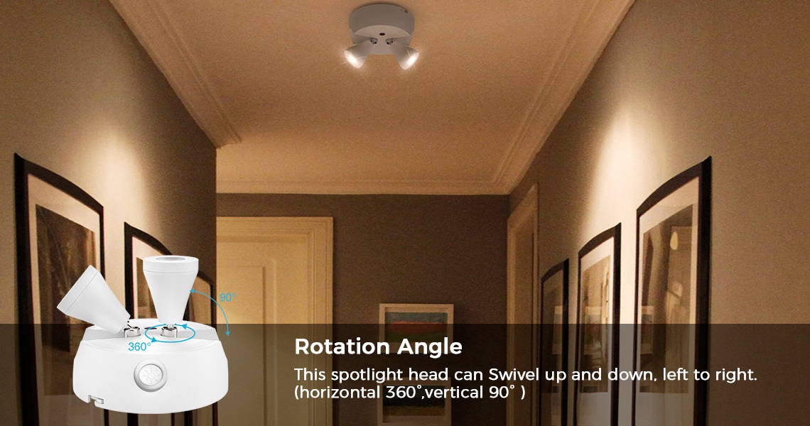 2700K LED Battery Operated Spotlights Rotation Angle