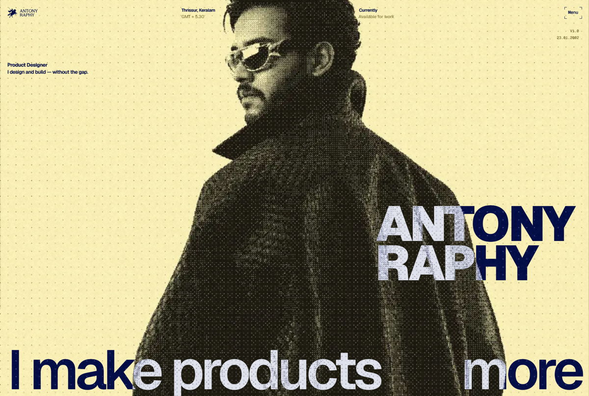 Screenshot of Antony Raphy, from the cool websites collection.