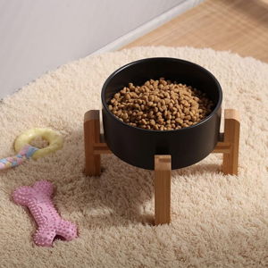 28 OZ Black Elevated/Raised Ceramic Dog Bowl for Medium Breeds