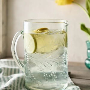 Anthropologie Etched Floral Pitcher- Terrain