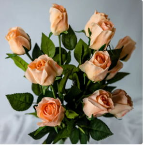 Coral Real Touch Open Bud Rose - Realistic Artificial Flowers