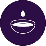 purple and white icon of wax in bowl