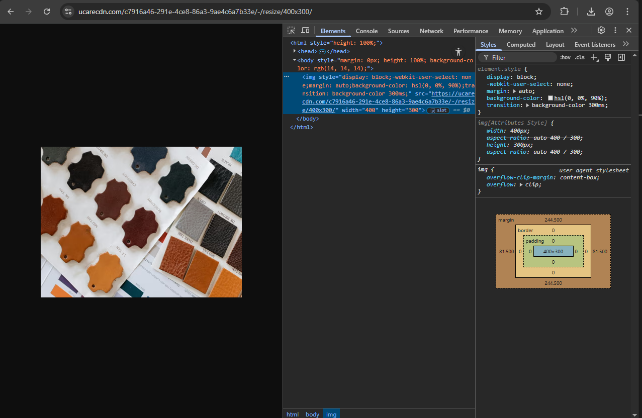 Image resizing using Uploadcare