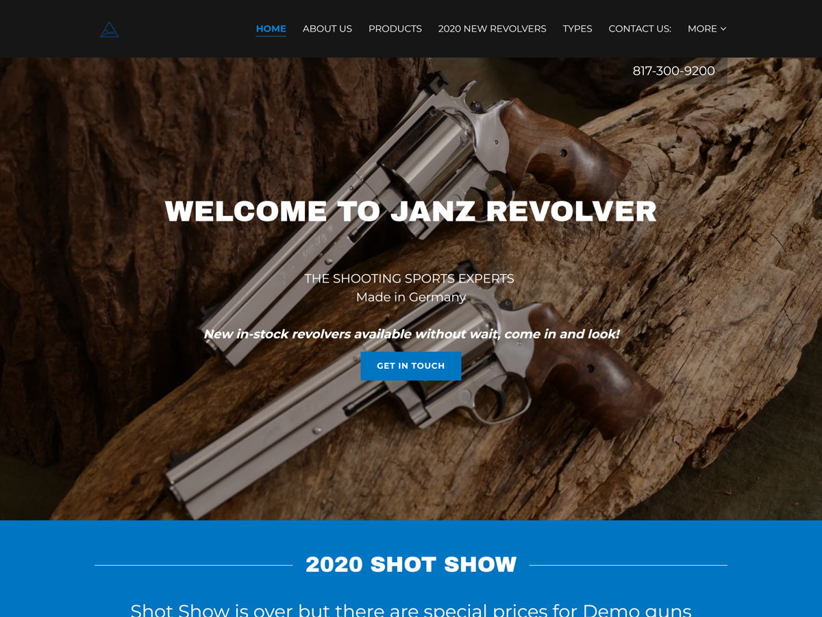 Screenshot of Janz Revolver, from the godaddy websites collection.