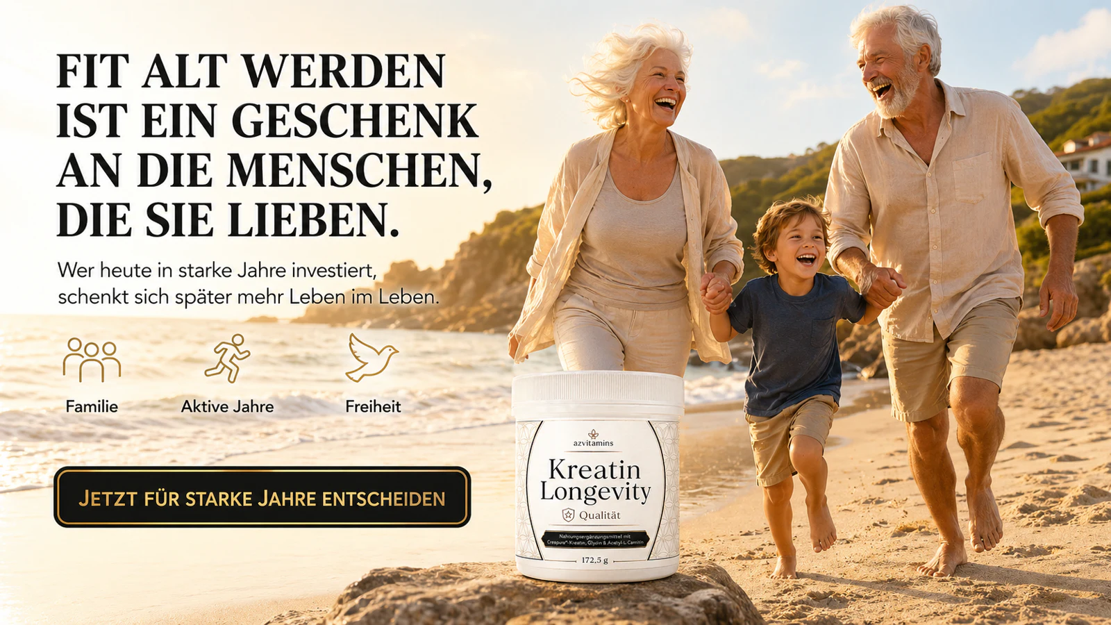 AZ-VITAMINS - KREATIN LONGEVITY als Premium-Longevity-Routine für Menschen ab 40.