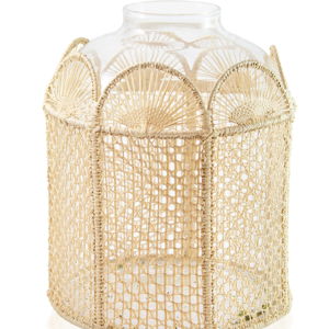 Raffia-Lined Glass Vase