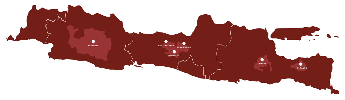 map from java with all coffee producing regions