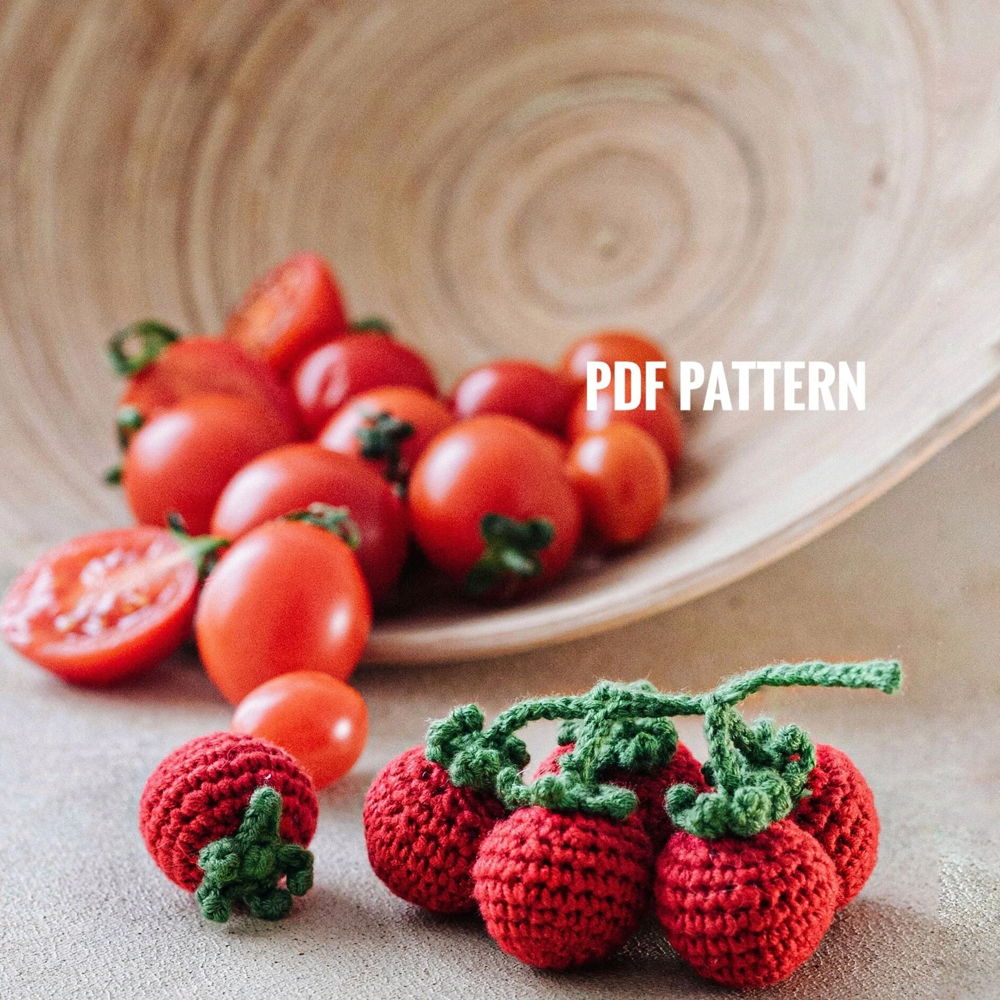 CHERRY TOMATEN Haakpatroon PDF - Haakpatroon Voedsel Amigurumi Voedsel Haak Tomaat Haak Groenten Voedsel Haakpatroon Tutorial