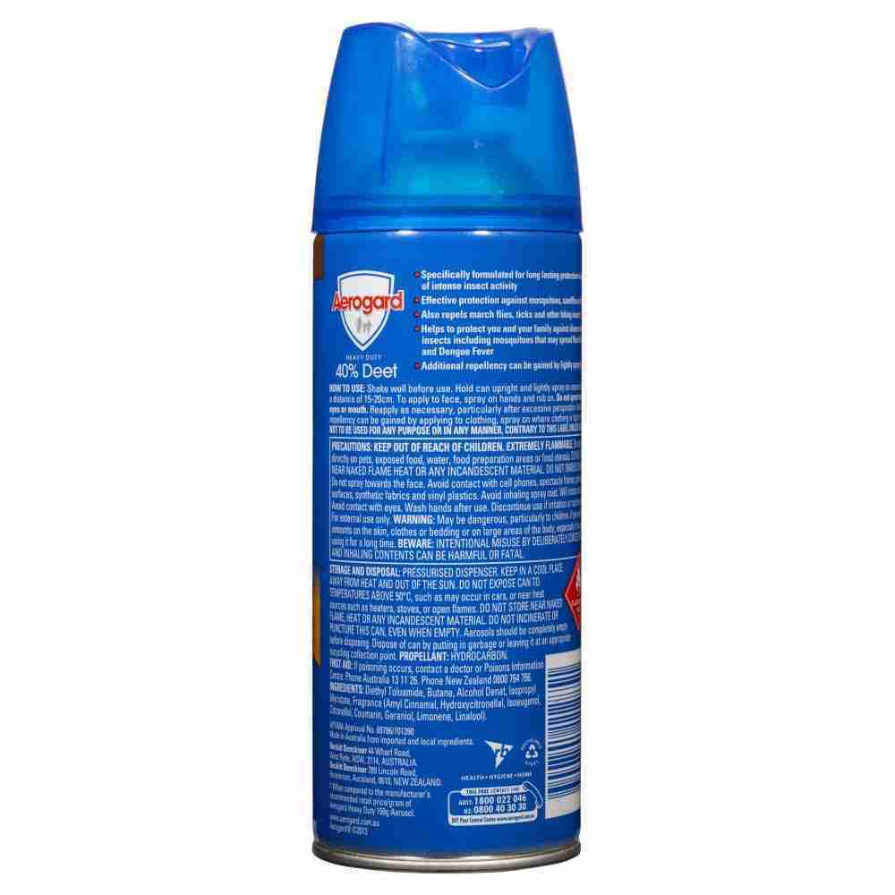 Aerogard Heavy Duty 40% Deet Insect Repellent Aerosol Spray 300G - Image 3