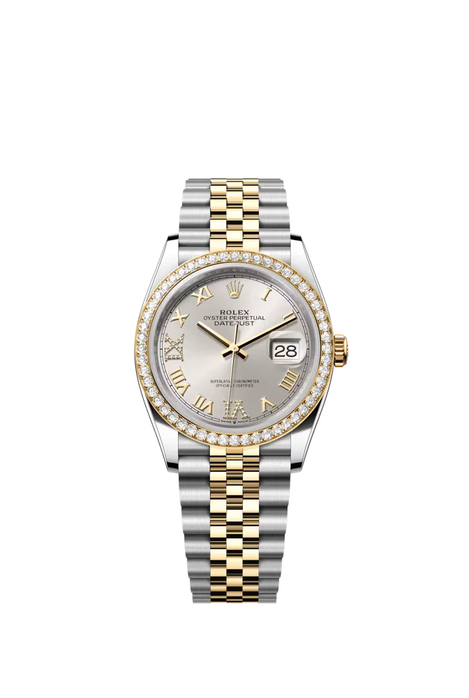 Silver Dial Roman Numerals Diamond Bezel Jubilee Bracelet