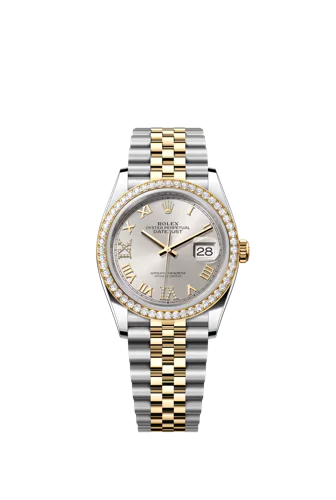 Rolex Datejust 36 Silver Dial Roman Numerals Diamond Bezel Jubilee Bracelet