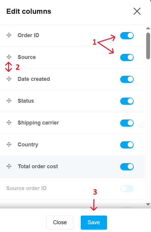 Customizing the Order List View