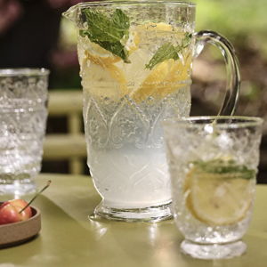 The Bombay Handblown Glass Juice Glasses, Set of 4, Clear