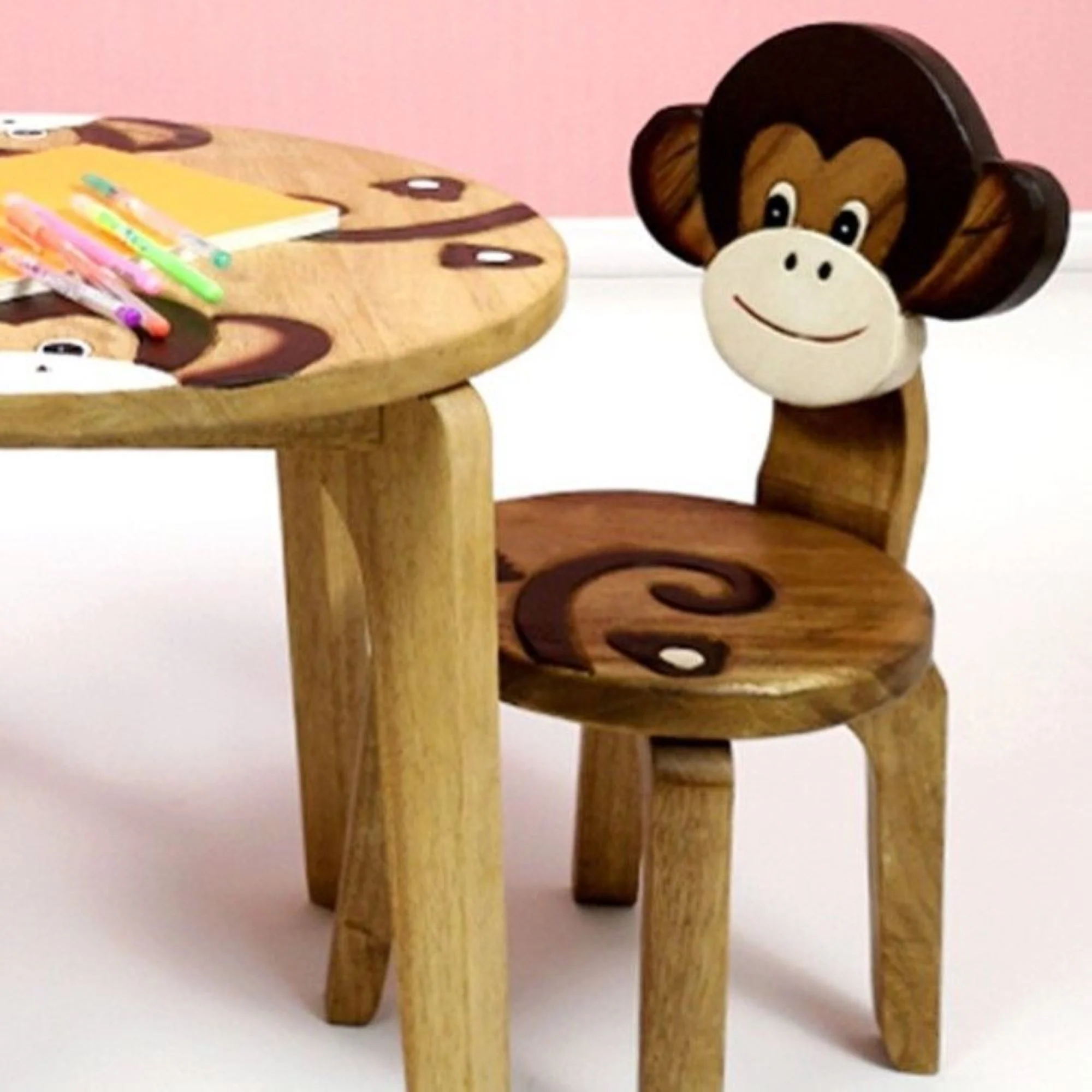 Children's hand-crafted wood Chair With back rest Animal MONKEY Theme Children’s Chair and Toddlers Stepping Stool - Image 5