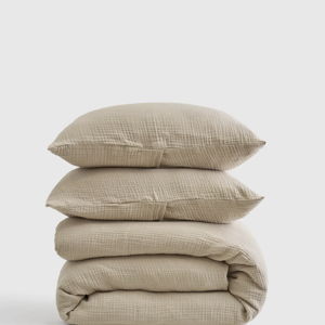 Organic Airy Gauze Duvet Cover Set | Quince - DUNE COLOR IN THE QUEEN SIZE