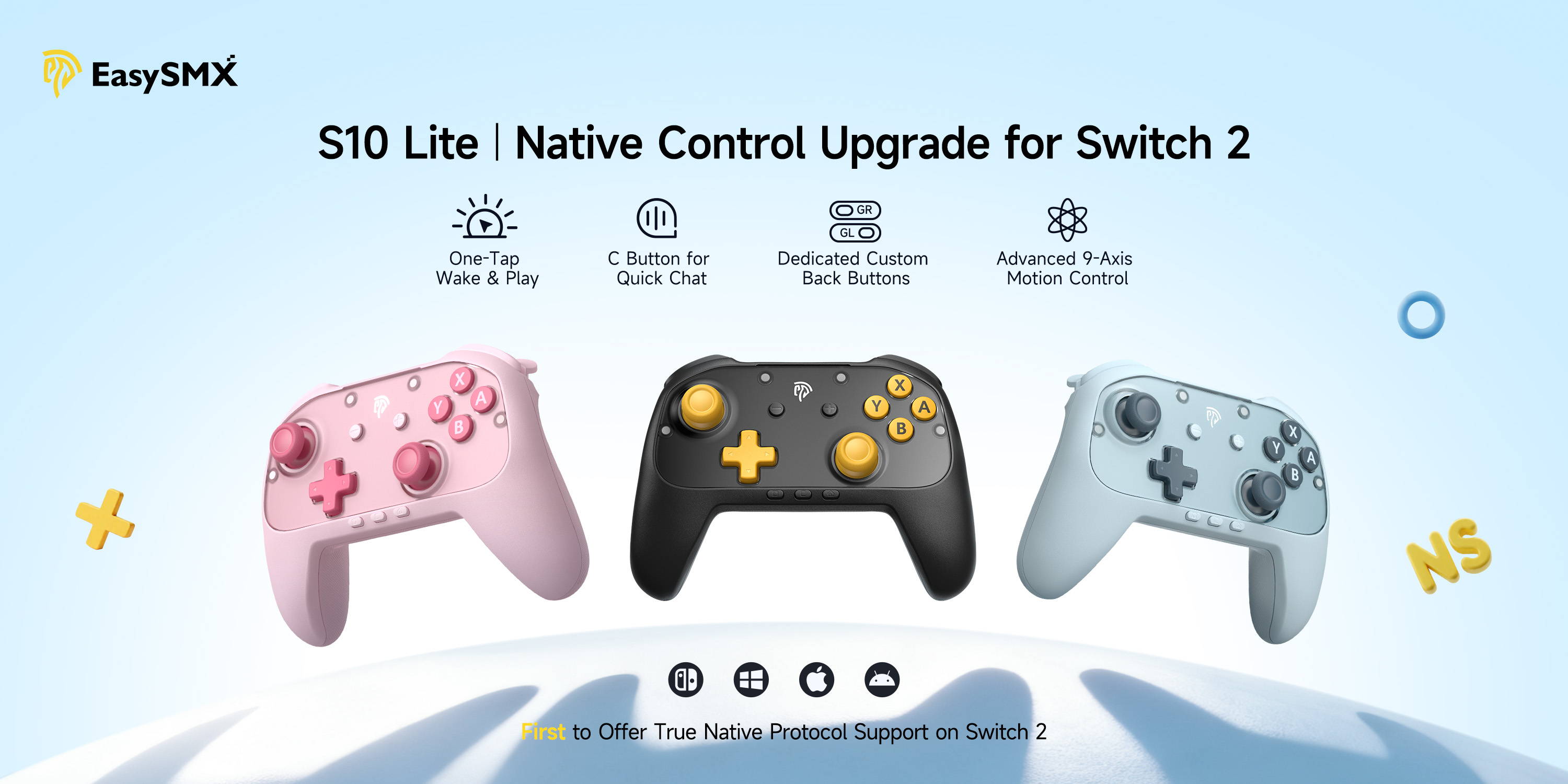 EasySMX S10 Lite Switch 2 Controller: Wake-up, C Button, Back