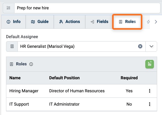 Default Assignee field on the Procedure Roles tab