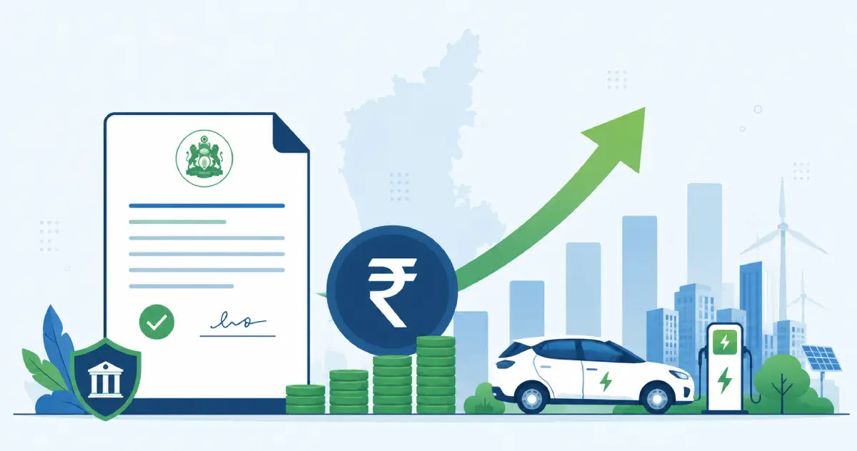 Illustration representing Karnataka's EV policy and investment growth.