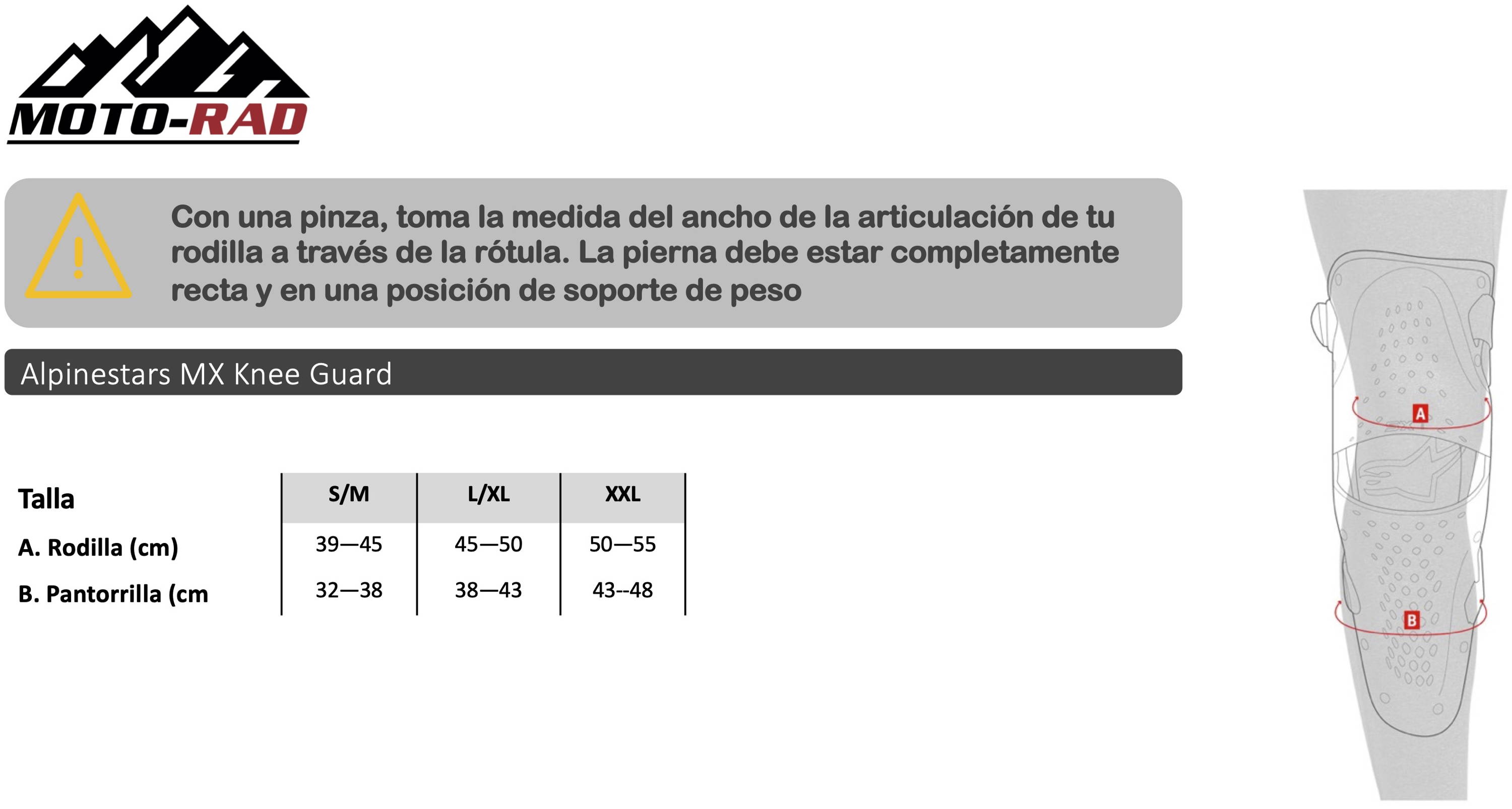Guia de Tallas Protector de Rodillas Alpinestars
